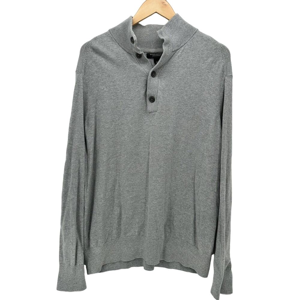 Banana Republic‎ Sweater Mens XL Cotton Cashmere Gray Pullover Mock Neck